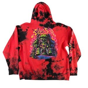 Sullen Art Collective Hoodie Mens XL Red Black Tie Dye Skull Graphic Tattoo Art